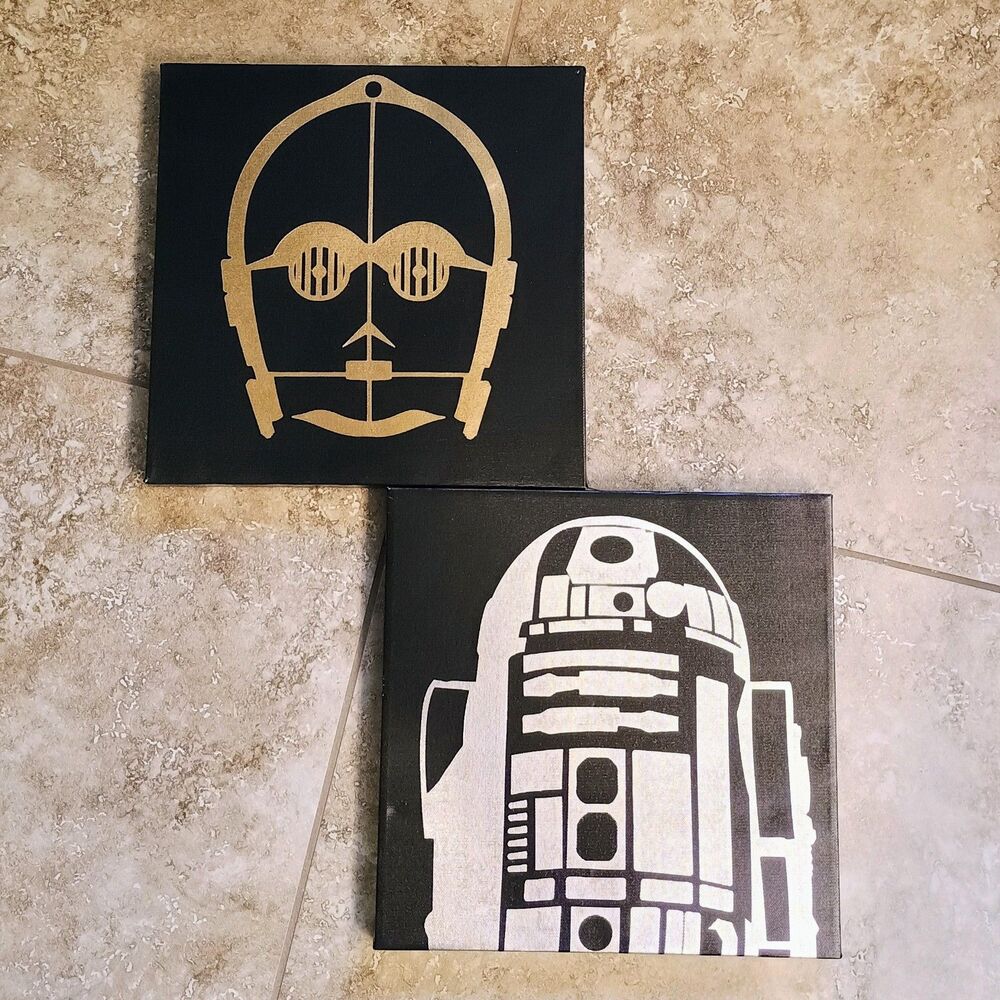 Star Wars C-3PO and R2-D2 Canvas Wall Art Set of 2, Artissimo Designs, 12 x 12